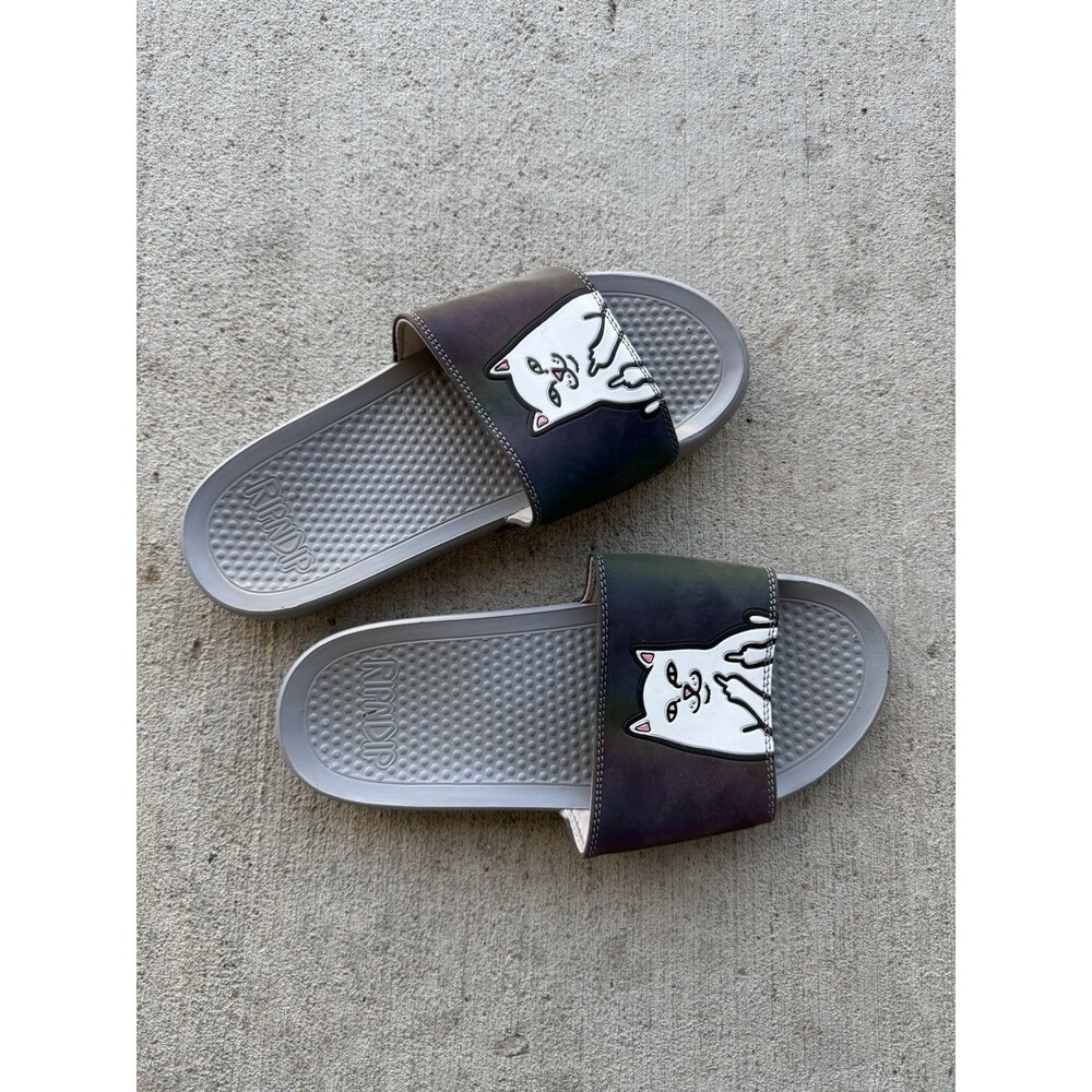Rip N Dip Lord Nermal Cat Logo Slip On Casual Slides Sandals Men's Size 10